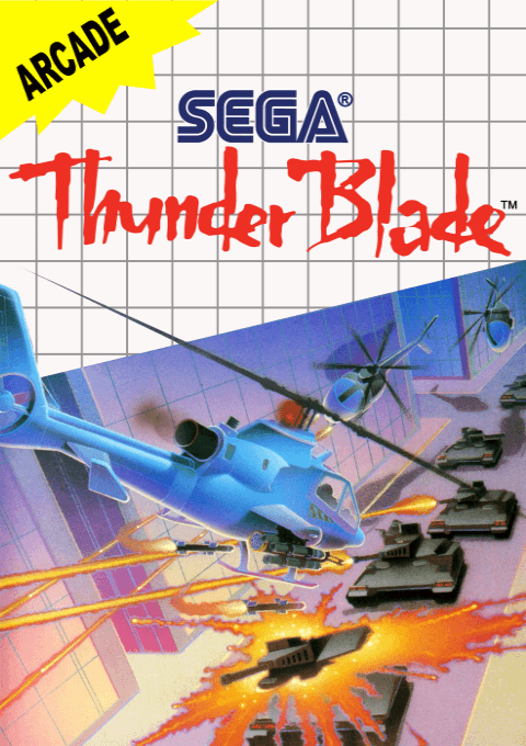 Thunder Blade box art for Sega Master System